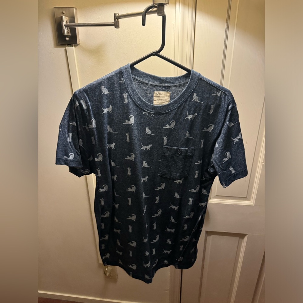 Cats T Shirt - L - Blue - Worn Once